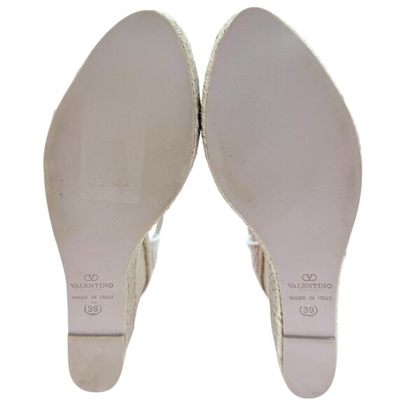 VALENTINO GARAVANI Mesh Lace Leather Espadrille Wedge EU 39 US 9 Platform Sandal - Picture 7 of 12